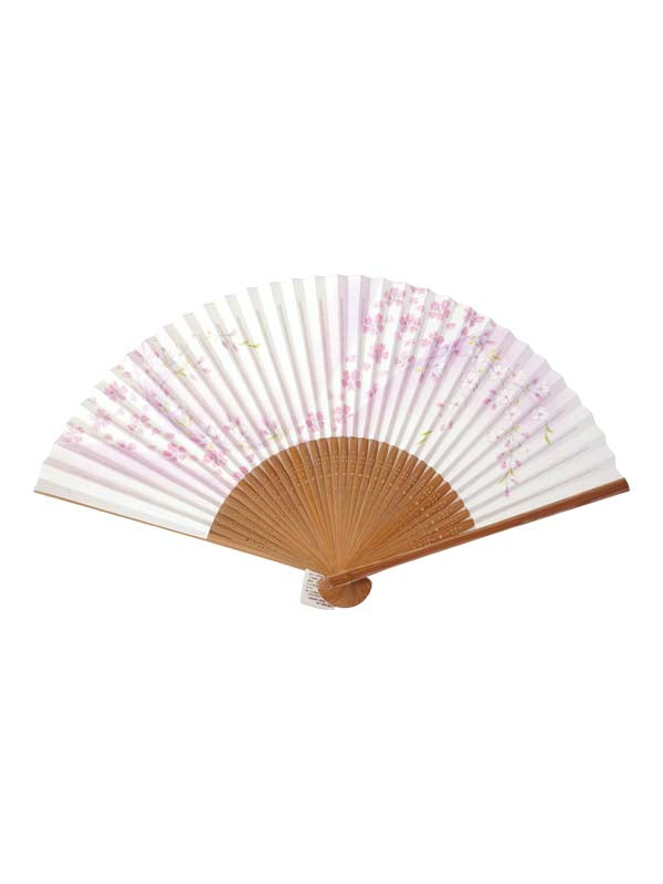 Складной веер. изготовлен в Киото, Япония. Японский ручной веер. "Цветение сакуры / 桜流水104".
