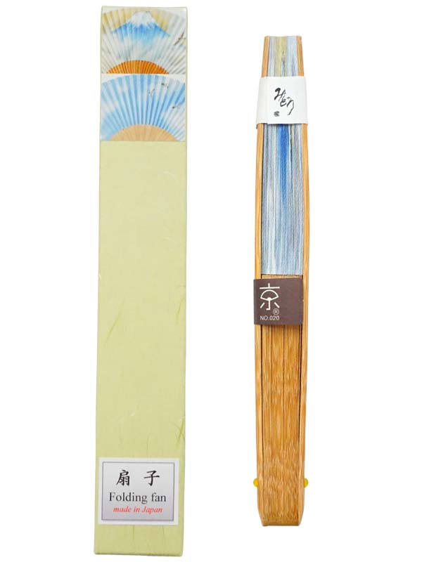 Faltfächer. Doppelseitiges Design hergestellt in Kyoto, Japan. Japanischer Handfächer. &quot;Blue Sky-Mt. Fuji / 富士山1510&quot;