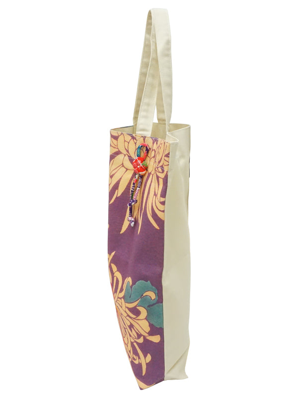 手提袋。日本制造。帆布织物环保袋。"大尺寸/紫色"