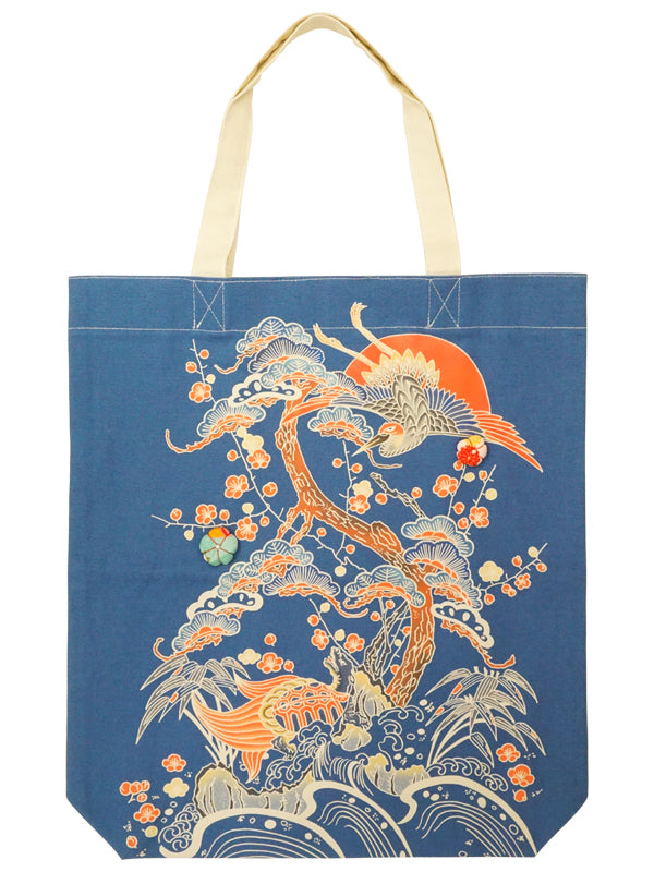 Tote bag. made in Japan. Canvas fabric eco-bag. "Large size / Blue"