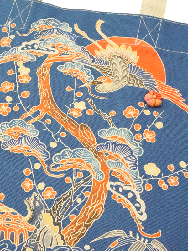 Tragetasche. Hergestellt in Japan. Öko-Tasche aus Canvas-Stoff. &quot;Mittelgroß / Blau&quot;