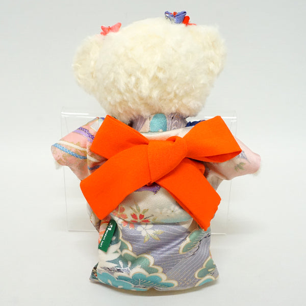 Чучело медведя в кимоно. 8,2" (21 см), сделано в Японии. Фаршированное животное Кукла Мишка в кимоно. "Микс / оранжевый"
