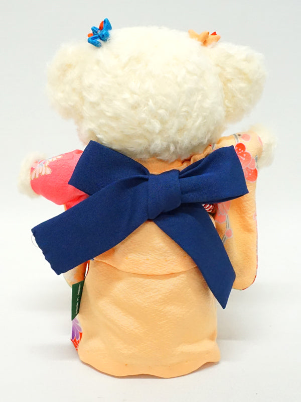 Orso di peluche che indossa il kimono. 21 cm (8,2"), prodotto in Giappone. Bambola orsetto di peluche con kimono. "Mix / Navy"