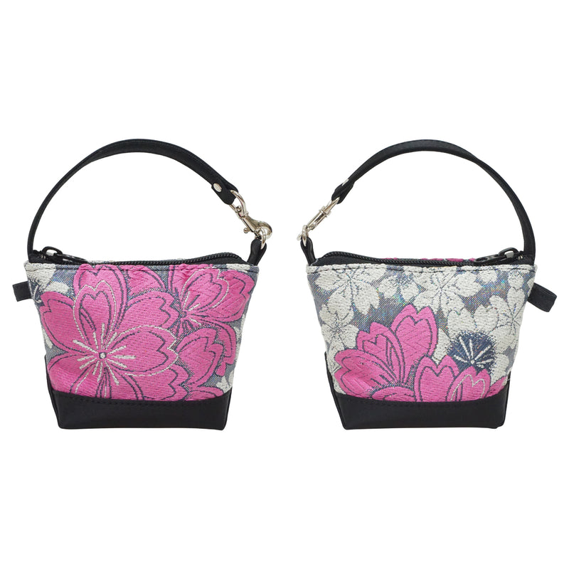Ручная сумка с мини шармом из высококачественного OBI. сделано в Японии. Сумки для дам, единственные в своем роде "Цветы сакуры / розовый / белый"