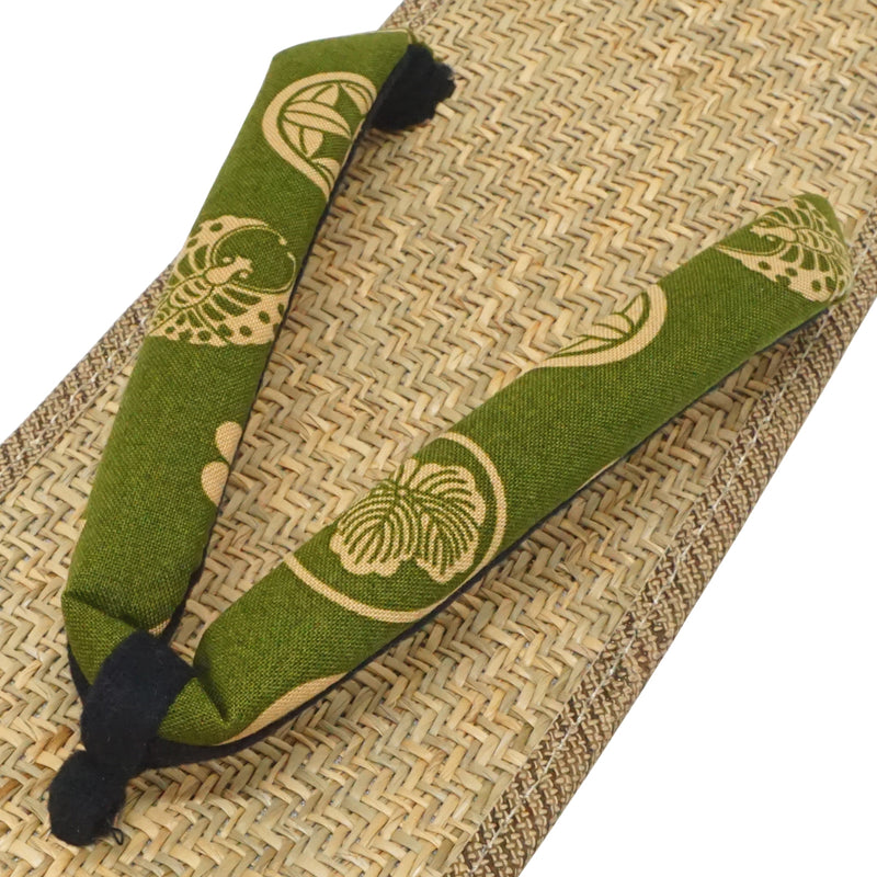 Sandalias japonesas "ZORI" Sandalias de goma para hombre. fabricadas en Japón. 10.5～11"(26～28cm) "Emblema de la familia japonesa / Verde caqui"