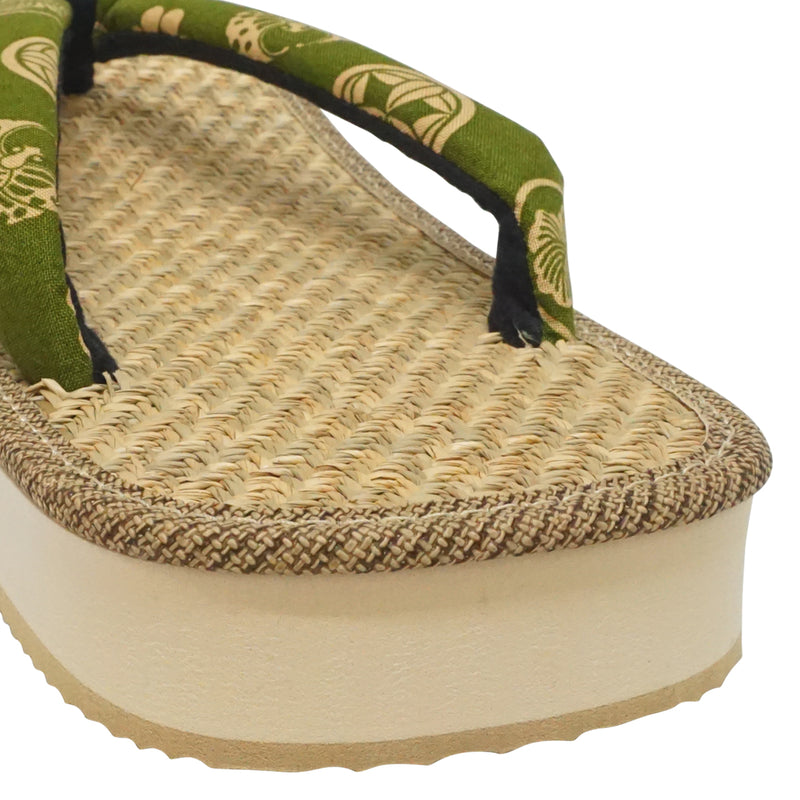 Sandales japonaises "ZORI" Sandales en caoutchouc pour hommes. Fabriquées au Japon. 10.5～11"(26～28cm) "Emblème de la famille japonaise / Vert kaki".