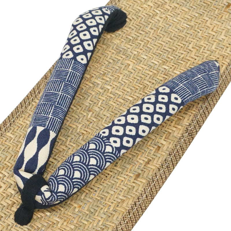 Sandalias japonesas "ZORI" Sandalias de goma para hombre. fabricadas en Japón. 10.5～11"(26～28cm) "Diseño tradicional japonés / Azul"