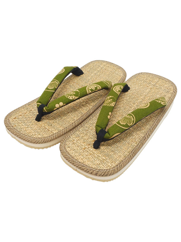 Japanese sandals "ZORI" Rubber sandals for Men. made in Japan. 10.5～11"(26～28cm) "Japanese family emblem /  Khaki Green"