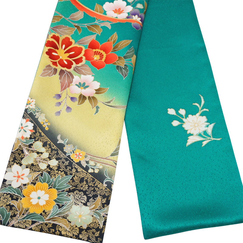KIMONO scarf. Japanese pattern shawl for women, Ladies made in Japan. "Emerald Green"