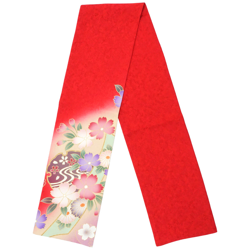 Sciarpa KIMONO. Scialle da donna con motivi giapponesi, prodotto dalle signore in Giappone. "Fiori di ciliegio / Rosso"