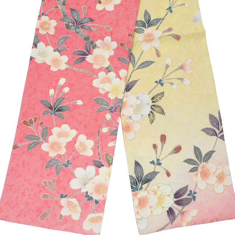 KIMONOのスカーフ。和柄ショール 女性用 レディース 日本製"チェリーブロッサム/ピンク/アイボリー"