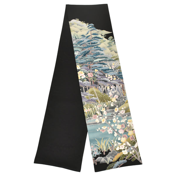 KIMONOのスカーフ。和柄ショール 女性用 レディース 日本製"春の池"