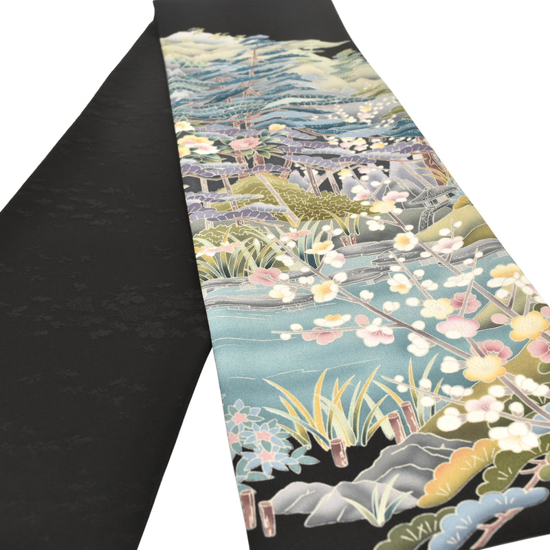 Шарф KIMONO. Платок с японским узором для женщин, женский, сделано в Японии. "Весенний пруд"