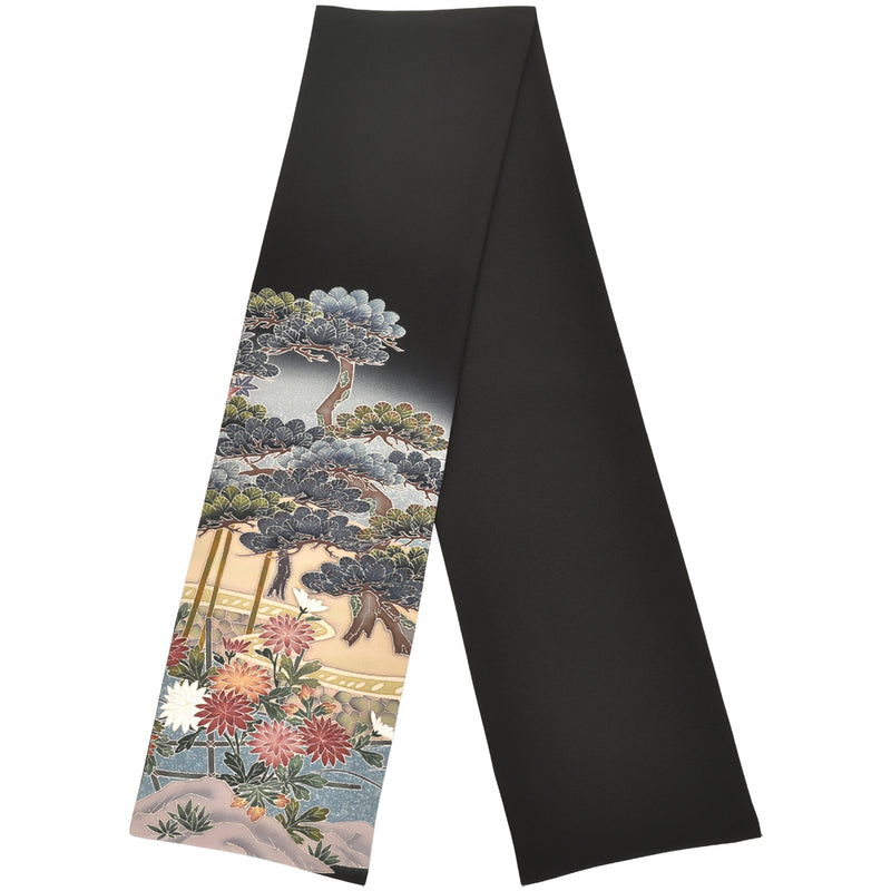 KIMONO scarf. Japanese pattern shawl for women, Ladies made in Japan. "Chrysanthemum & Pine tree"