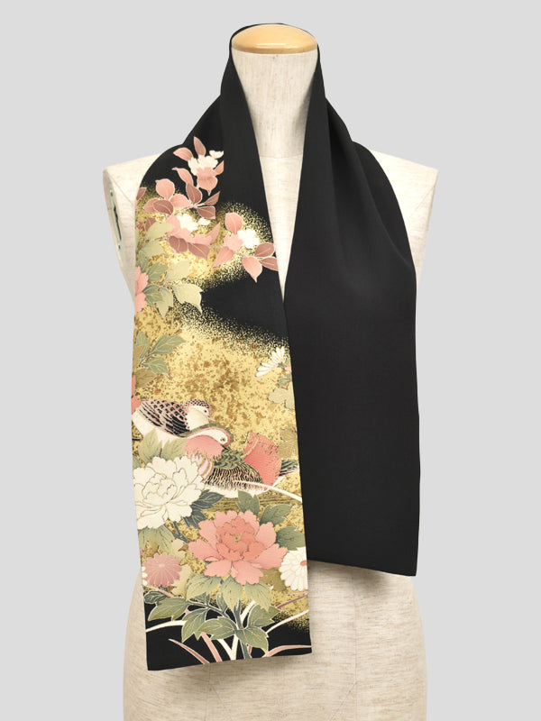 KIMONO scarf. Japanese pattern shawl for women, Ladies made in Japan. "Peony & Mandarin duck"