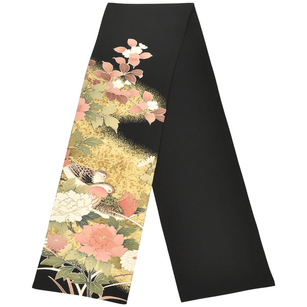 Шарф KIMONO. Платок с японским узором для женщин, женский, сделано в Японии. "Пион и мандариновая утка"