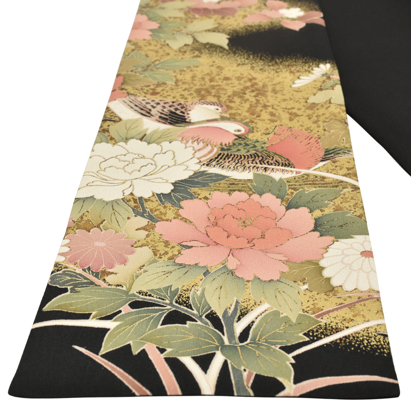 KIMONOのスカーフ。和柄ショール 女性用 レディース 日本製"牡丹と鴛鴦"