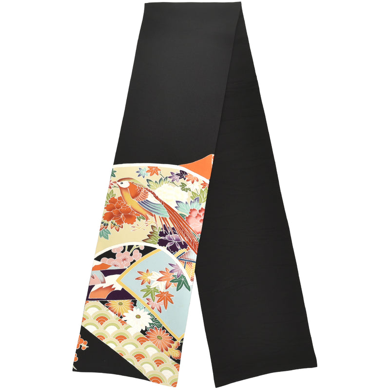 KIMONO scarf. Japanese pattern shawl for women, Ladies made in Japan. "Bird ＆ Seasonal Flowers"