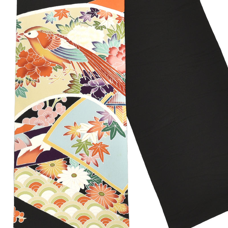 KIMONO围巾。日本图案的女性披肩，女士们在日本制造。"鸟&amp;季节性的花"