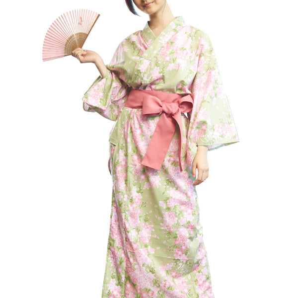 带腰带的浴衣。日本制造。绿浴衣“绿樱花/黄绿桜” – Midori Obi Arts