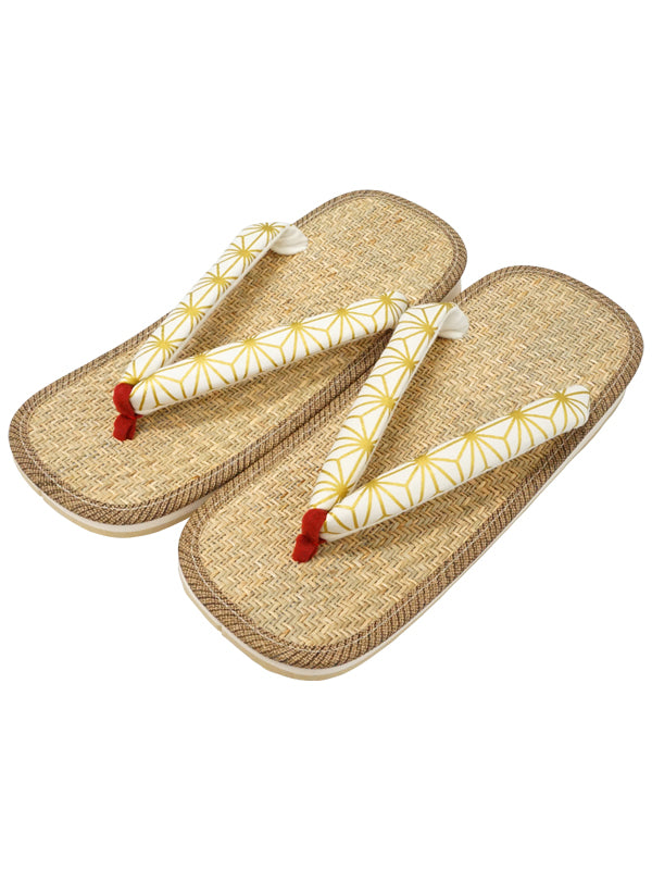 Sandalias japonesas "ZORI" Sandalias de goma para señoras. Fabricadas en Japón. "Blanco / Hoja de cáñamo"